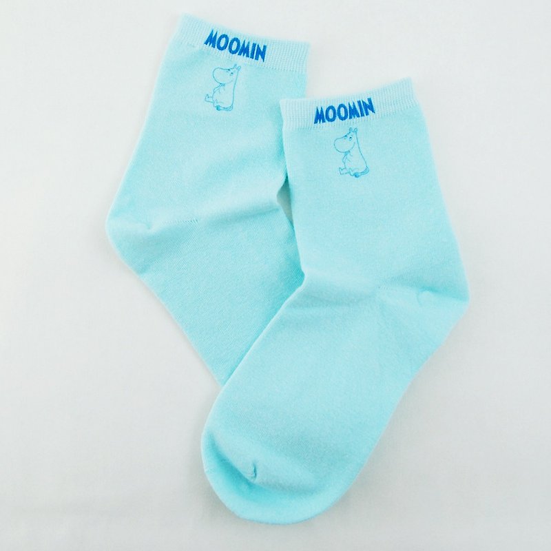 Moomin授权-短袜(蓝),AE06 - 袜子 - 棉．麻 蓝色