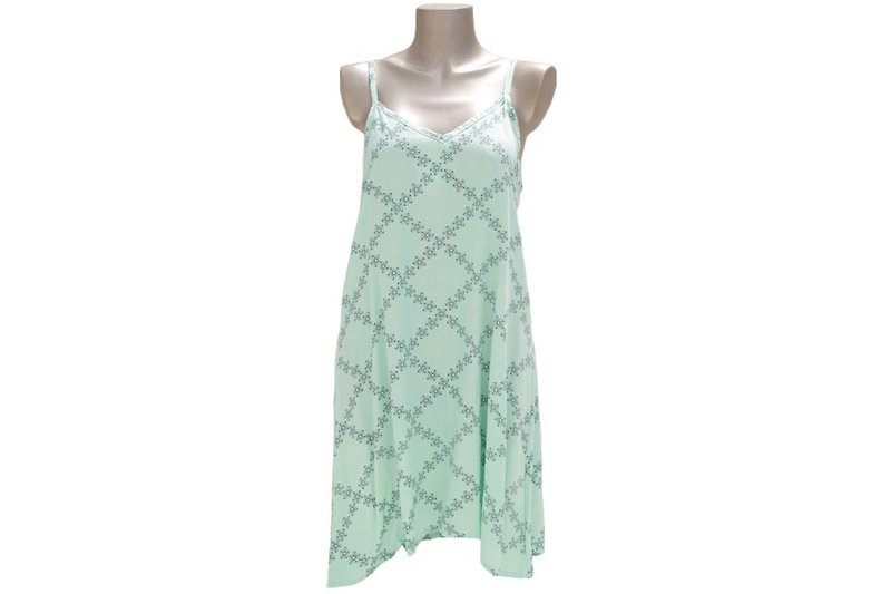 シェルフラワープリントキャミソールドレス　＜ミント＞ - 洋装/连衣裙 - 其他材质 绿色