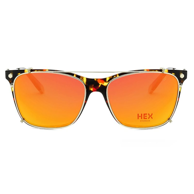 光学眼镜配前挂墨镜|太阳眼镜|橘色玳瑁方框|意大利制|胶框金属 - 眼镜/眼镜框 - 其他材质 橘色