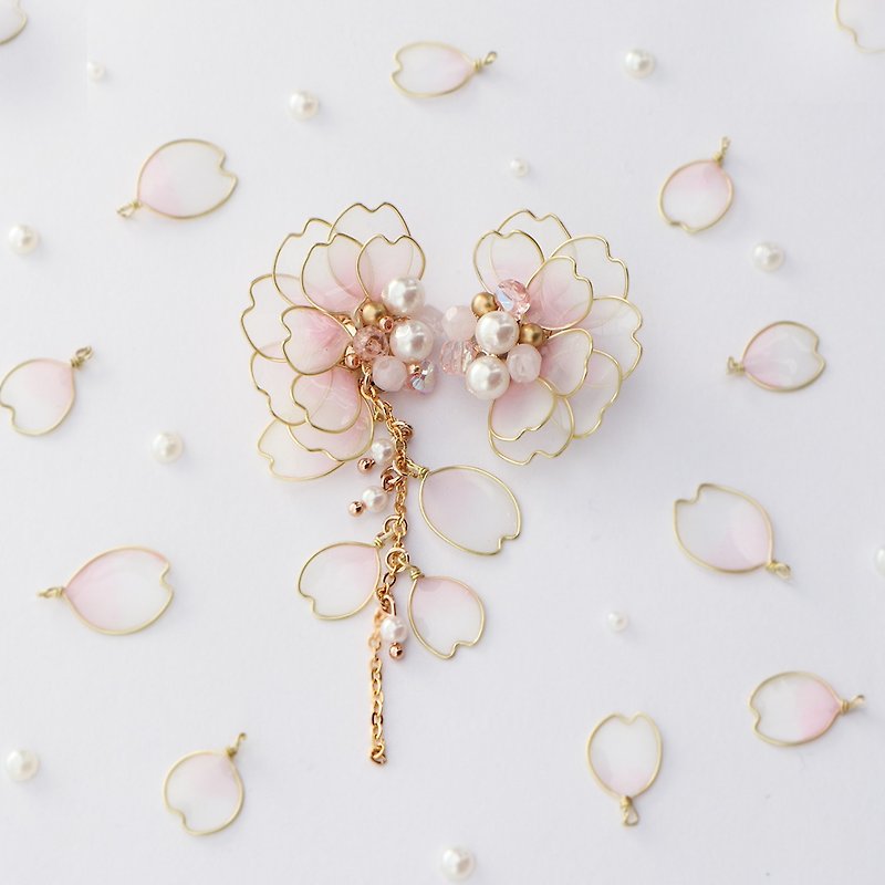 囁く桜の花耳飾り - 耳环/耳夹 - 其他材质 粉红色