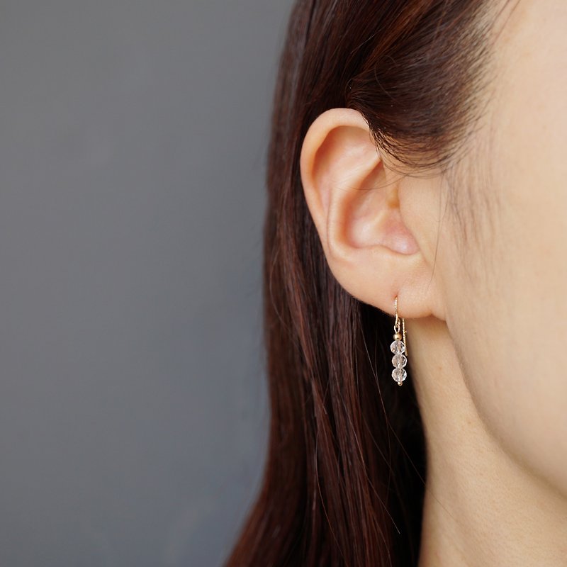14kgf   Crystal Line Earrings - 耳环/耳夹 - 其他金属 透明