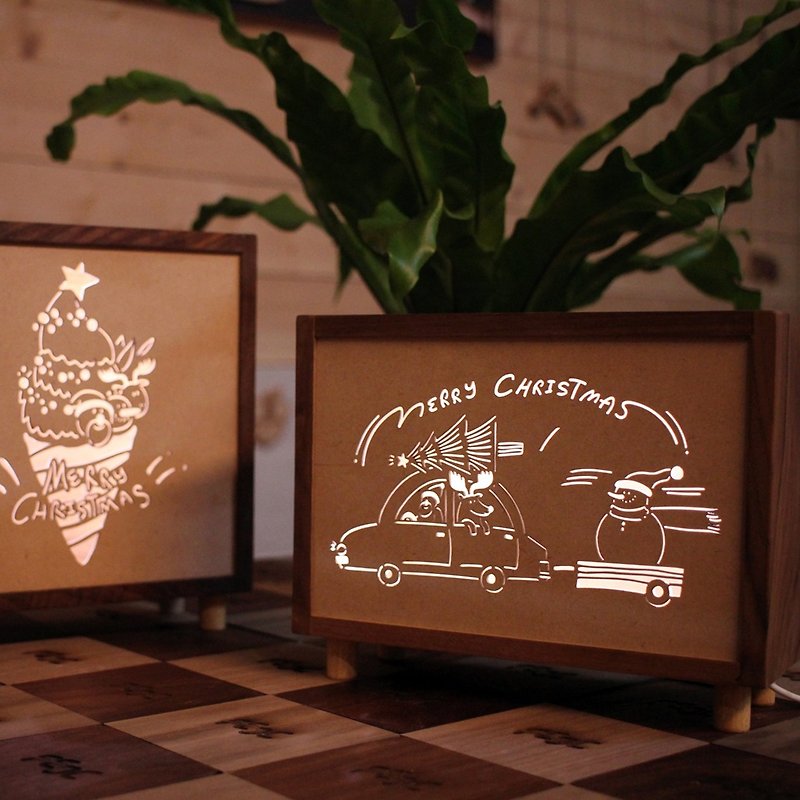 有你真好 ! 圣诞节系列灯箱 / 长方形 - 灯具/灯饰 - 木头 咖啡色