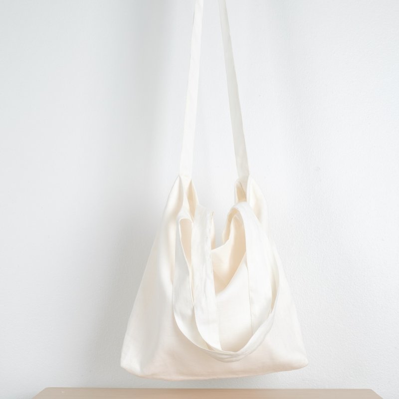 Off-White 2 Ways Linen Tote Bag - 侧背包/斜挎包 - 亚麻 白色