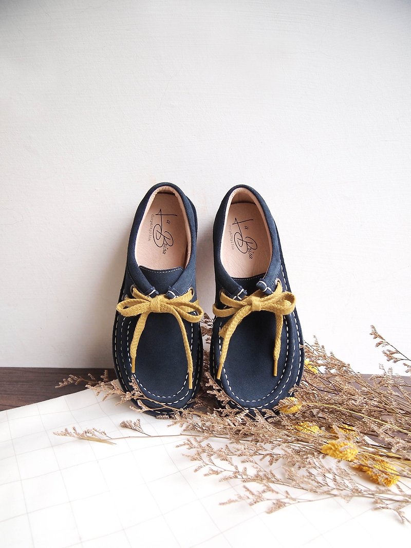 深蓝__3M防水-麂皮大头袋鼠鞋 A7109 (深蓝、咖啡、沙色 3色) - 女款休闲鞋 - 真皮 蓝色