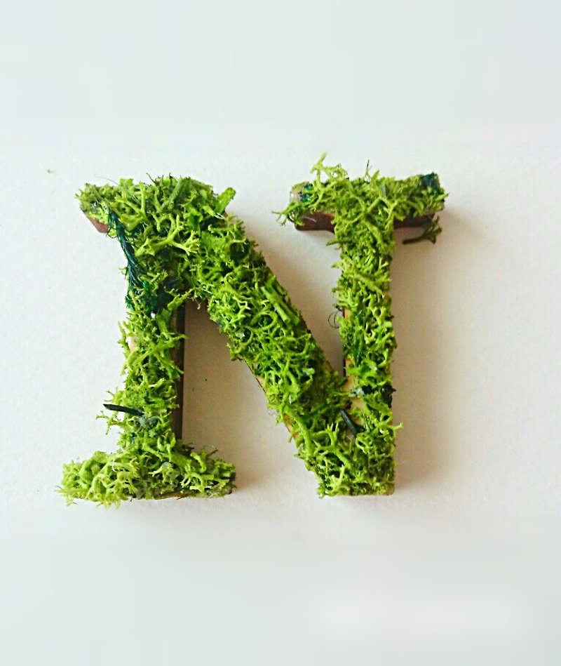 木製アルファベットオブジェ(モス)5cm/N×1点 - 摆饰 - 木头 绿色