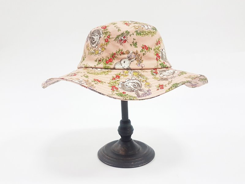 法式浪漫大盘帽-粉嫩英国兔 #夏日遮阳 #限量款 - 帽子 - 棉．麻 粉红色
