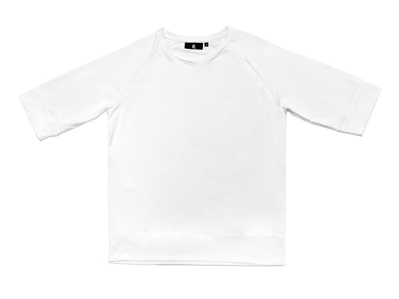 白色六分袖机能衣 - 男装上衣/T 恤 - 聚酯纤维 白色
