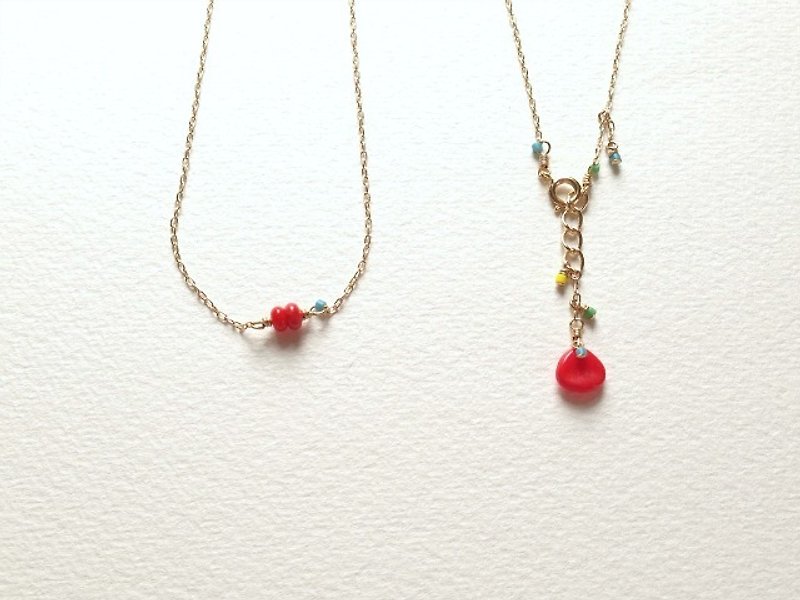 Poppy（necklace） - 项链 - 玻璃 红色