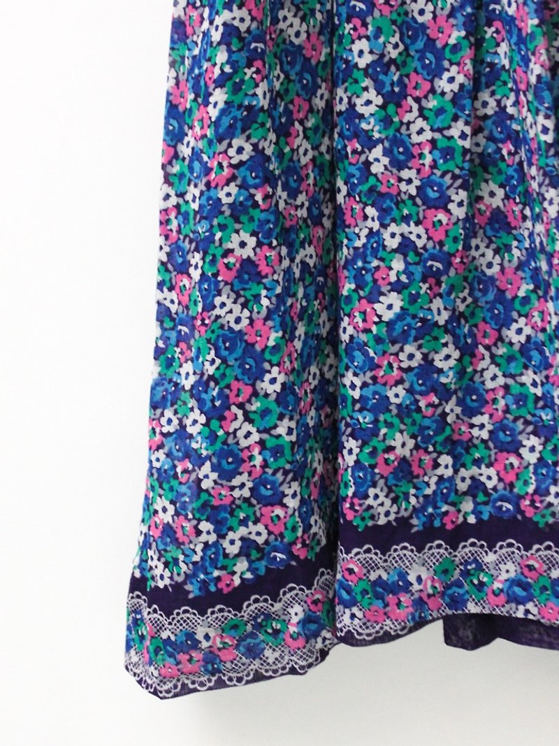 【RE0614D1263】初夏日本制萝莉塔风紫色碎花短袖古着洋装 - 洋装/连衣裙 - 棉．麻 紫色