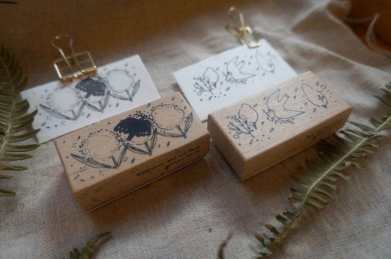 小鸟的祝福　木头印章包裹 - 印章/印台 - 木头 咖啡色