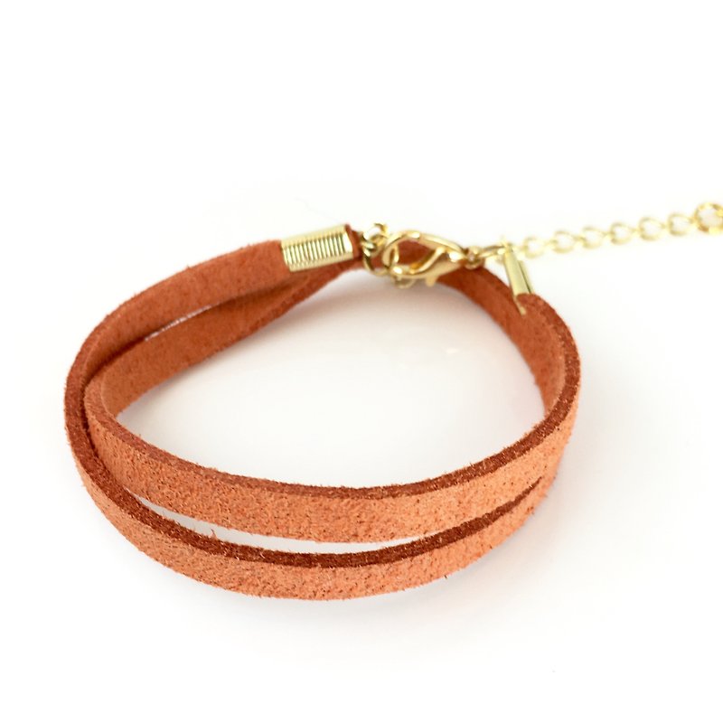 橘色-麂皮绕绳手环（也可以用作颈链） - 手链/手环 - 棉．麻 橘色