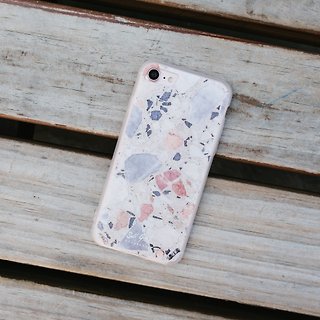原创白色磨石 iPhone Samsung 手机保护壳 硬壳 透明软边