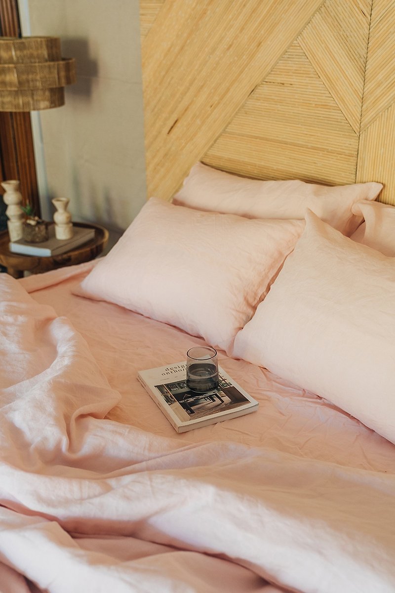 Blush pink linen duvet cover / Softened linen / Comforter cover / Quilt cover - 寝具 - 亚麻 粉红色