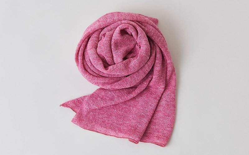 リネンニットストール　ローズピンク - 丝巾 - 棉．麻 粉红色