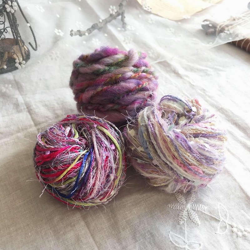 手纺创作自由纱线  6款共600cm - 编织/刺绣/羊毛毡/裁缝 - 其他人造纤维 紫色