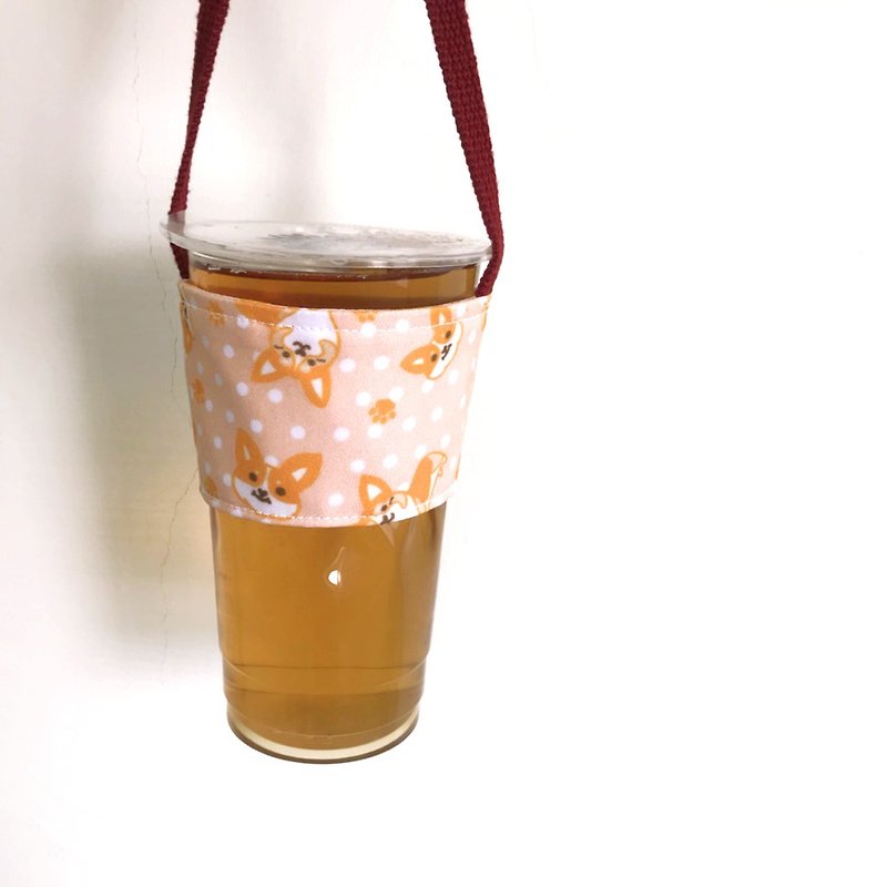 饮料杯套 1212玩乐设计 - 柯基来了 - 随行杯提袋/水壶袋 - 棉．麻 橘色