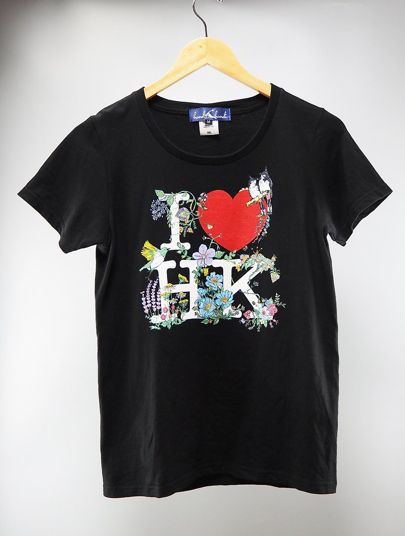 原创图案T恤 – I Love HK - 女装 T 恤 - 棉．麻 黑色