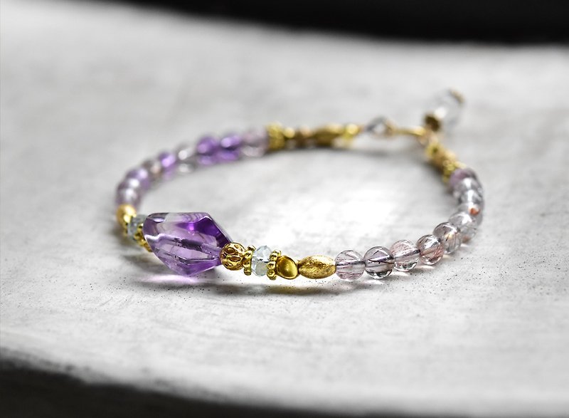 我的情歌~天然超七骨干水晶 紫水晶 18K金纯铜配件 叠戴 - 手链/手环 - 半宝石 