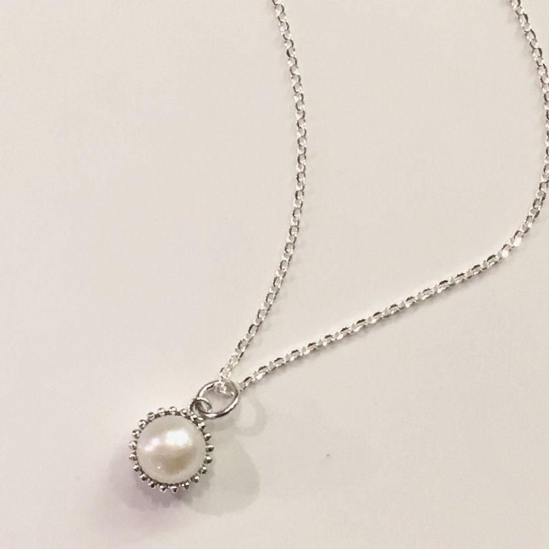 蕾丝点点 柔光珍珠银质项链 白珍珠款 - 项链 - 纯银 白色