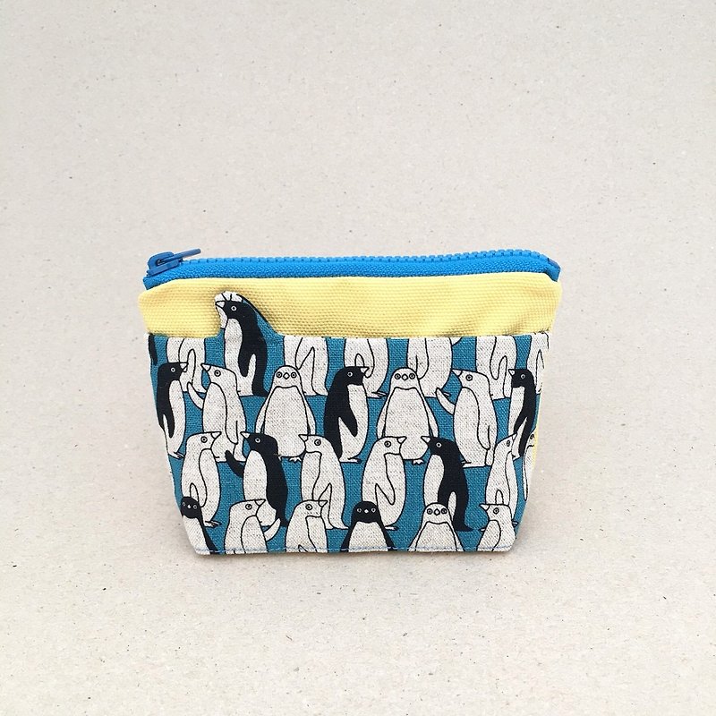 *penguin/造型口袋零钱包 * - 零钱包 - 棉．麻 蓝色