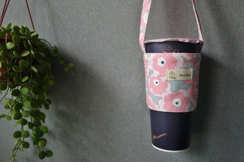 环保礼物首选饮料提袋 罂粟 (樱花粉) - 随行杯提袋/水壶袋 - 棉．麻 粉红色
