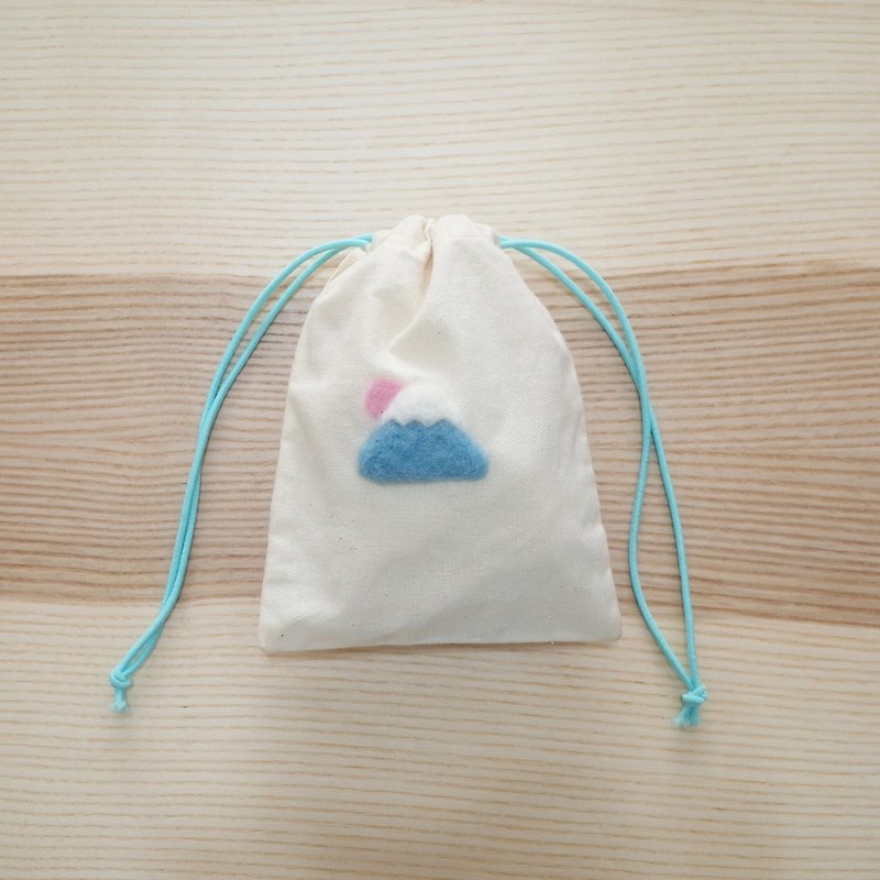 【Q-cute】小袋子系列-马卡龙太阳富士山 - 化妆包/杂物包 - 棉．麻 白色