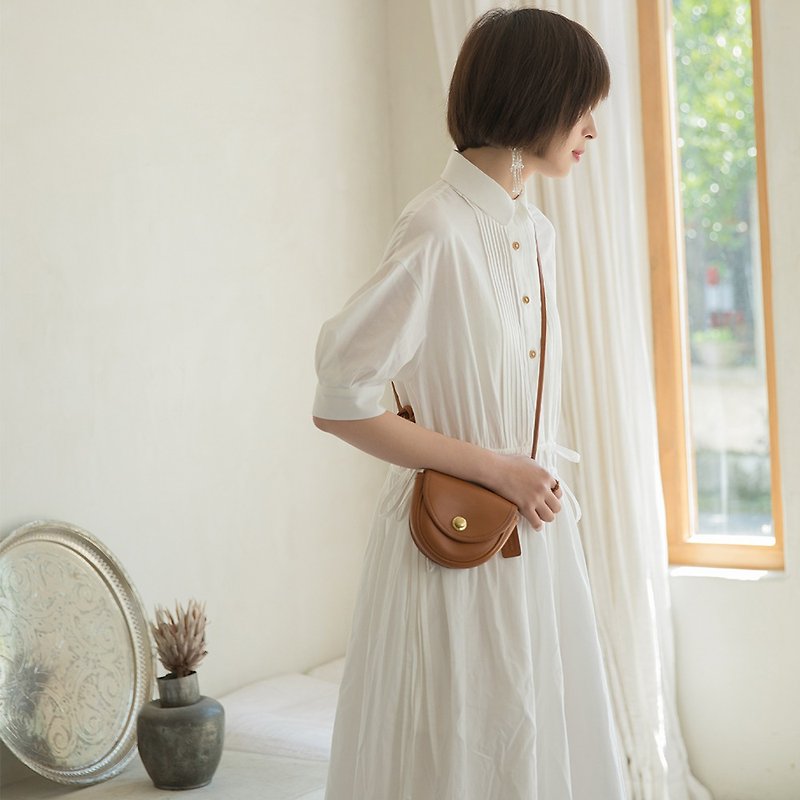 白色百褶连衣裙|连衣裙|洋装|春款|棉|Sora-465 - 洋装/连衣裙 - 棉．麻 白色