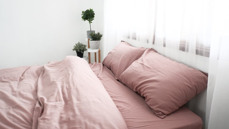 Cotton bedding set (fitted sheet + duvet cover + pillowcase) size 3.5 / 5 / 6 ft - 寝具 - 棉．麻 多色
