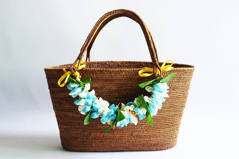 Bag Charm,B crocus,ribbon lei,bag accessories,corsage,ribbon - 吊饰 - 棉．麻 蓝色
