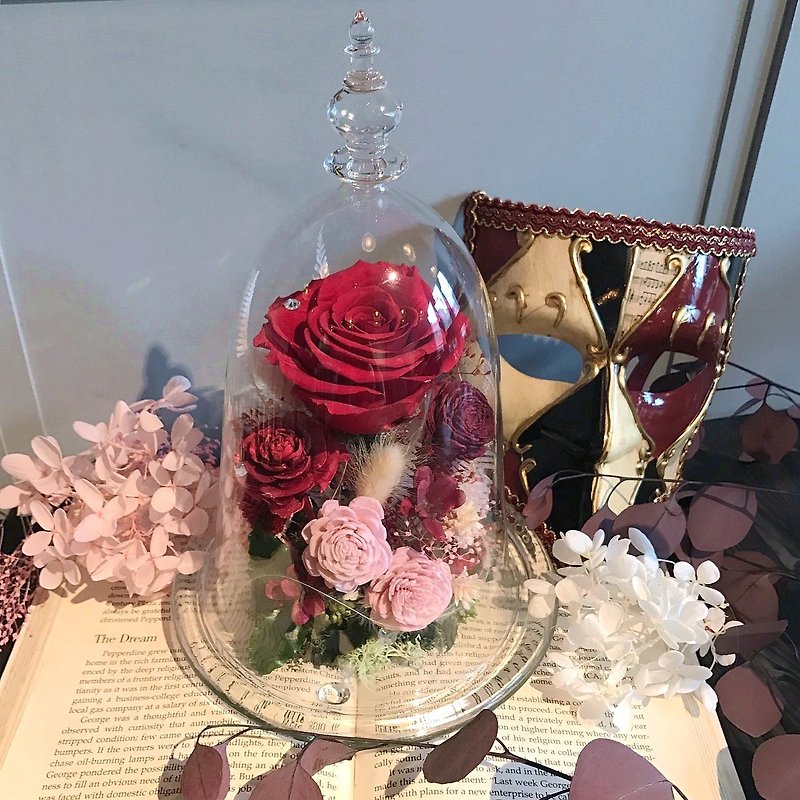 魔法不凋红玫瑰 玻璃钟罩豪华版 母亲节/情人节 - 干燥花/捧花 - 植物．花 红色