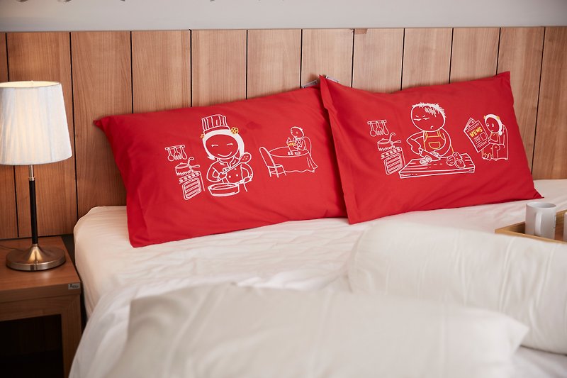 "I cook You eat" Couple Pillow Case: 009 - 枕头/抱枕 - 棉．麻 红色