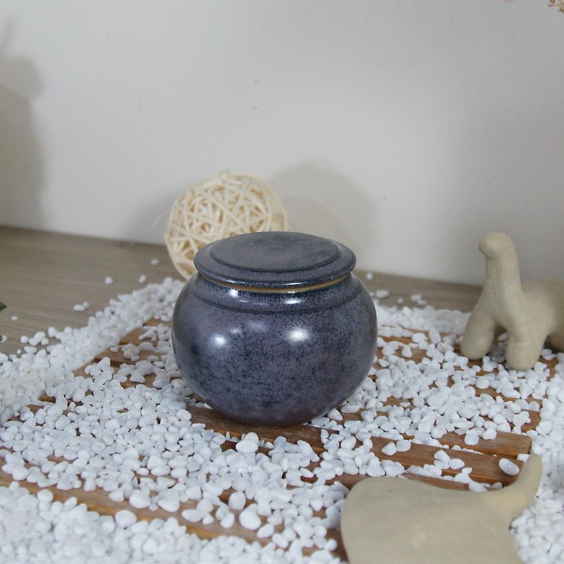 蓝莓色茶仓,茶叶罐-容量约140ml - 茶具/茶杯 - 陶 紫色