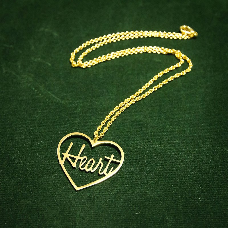 Custom name necklace in heart shape pendant gold plate - 项链 - 铜/黄铜 金色