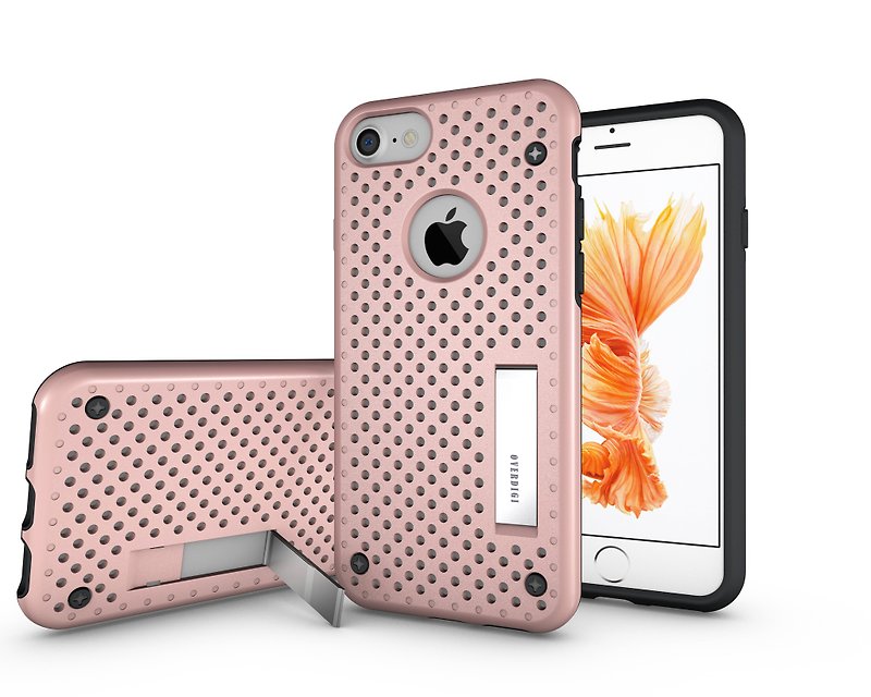 OVERDIGI iPhone7 4.7” 二合一立式全包覆双料防摔保护壳 玫瑰金 - 其他 - 塑料 粉红色