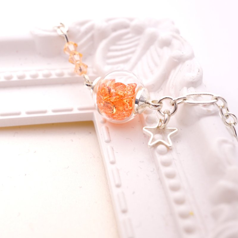 A Handmade  淡橙色玻璃球手链 - 颈链 - 宝石 