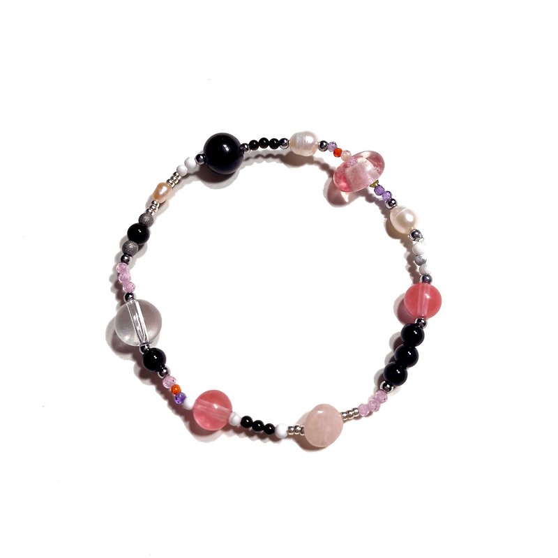 黑粉红色天然石手链 012 - 手链/手环 - 宝石 多色
