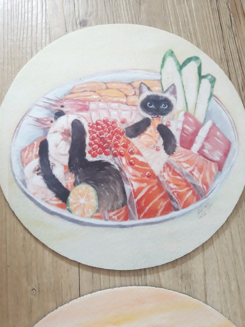猫美食-顶级暹罗猫海鲜井/隔热垫/桌垫/餐垫 - 餐垫/桌巾 - 其他人造纤维 多色