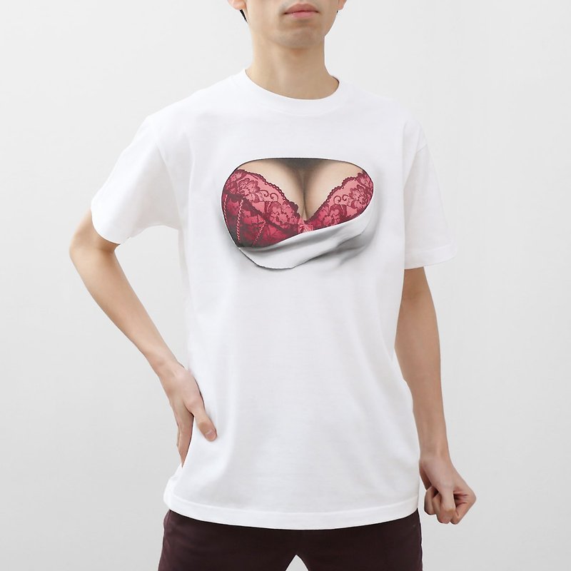 Mousou Burst T-shirts/ GARNET & ROSE Bra/ M size - 中性连帽卫衣/T 恤 - 棉．麻 红色