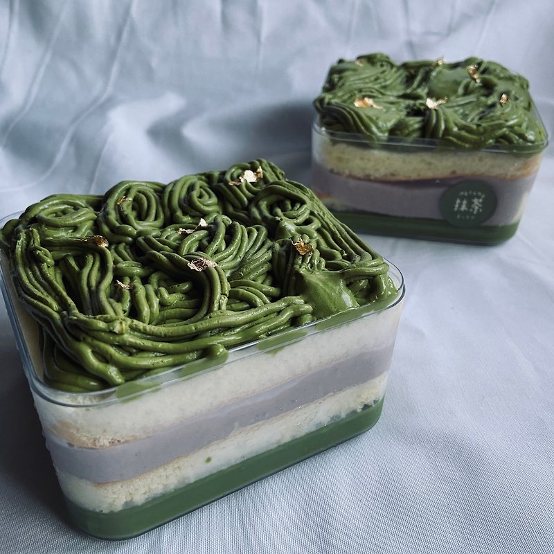【芋头控】低醣-芋泥抹茶奶冻蛋糕盒 - 蛋糕/甜点 - 其他材质 绿色