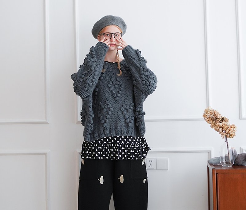 粗棒针织灰色毛衣 - imakokoni - 女装针织衫/毛衣 - 棉．麻 灰色
