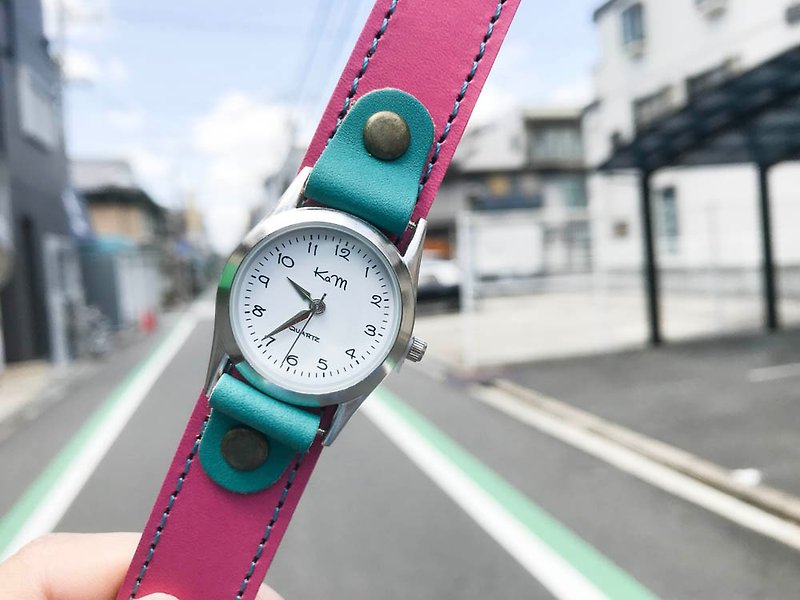 STITCH　毎日つけていたくなる時計　ステッチラン腕時計　ユニセックスOK　SRW-PBT-TA - 女表 - 真皮 粉红色