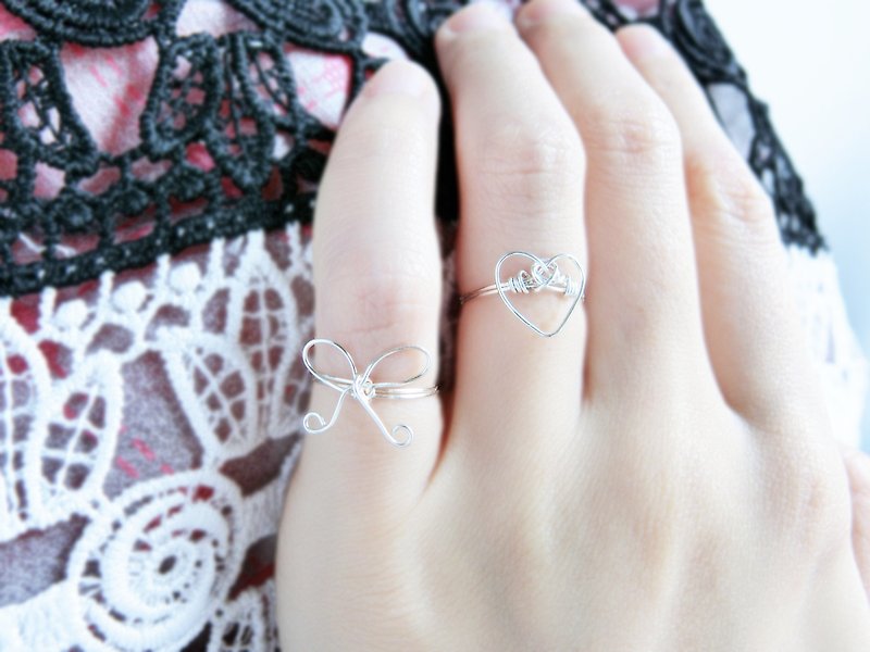 【小爱心】编织戒指 - 戒指 - 其他金属 银色