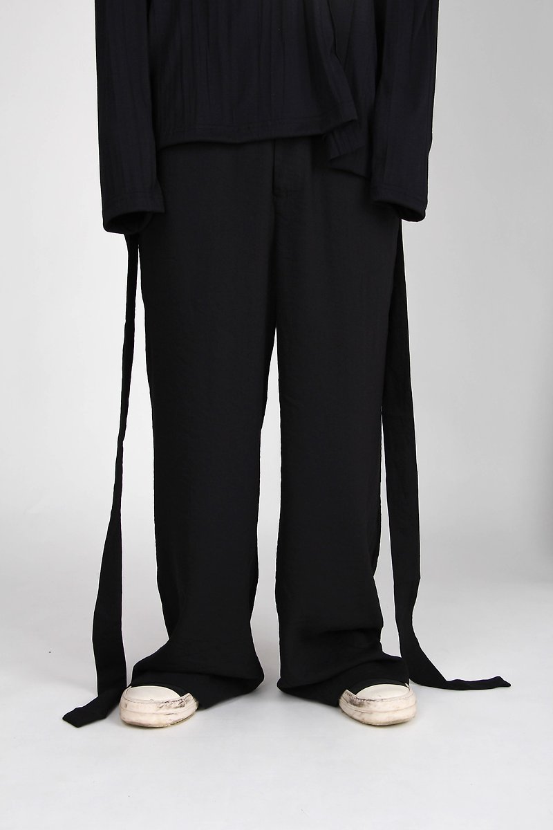 绑带裤 Puja - 男士长裤 - 棉．麻 黑色