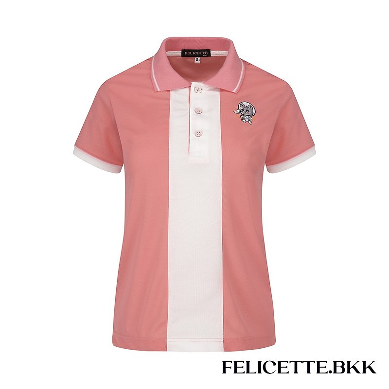 6.6 Sale Polo衫 粉色 短袖  猫宇航员 高尔夫 - 女装上衣 - 聚酯纤维 粉红色