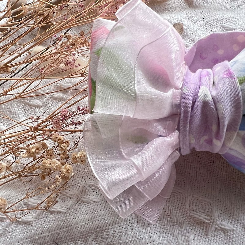 绣球花开/大云朵发带/亲子发带/蝴蝶结发带/宝宝发带 - 婴儿帽/发带 - 棉．麻 紫色