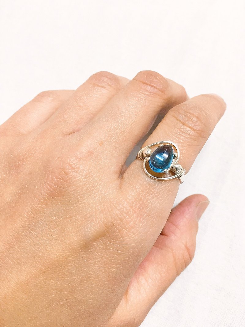 托帕石 戒指 尼泊尔 手工制 925纯银材质 - 戒指 - 宝石 