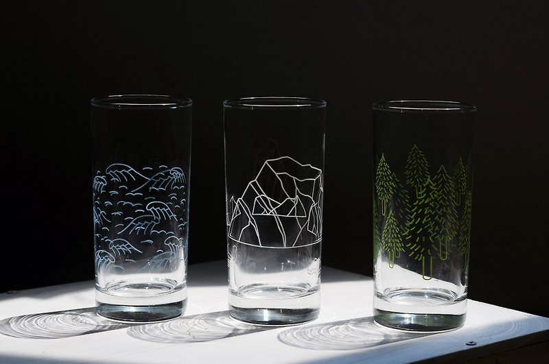 1983ER-自然系玻璃杯-整组-/海浪冰山森林/最后一组 - 茶具/茶杯 - 玻璃 透明