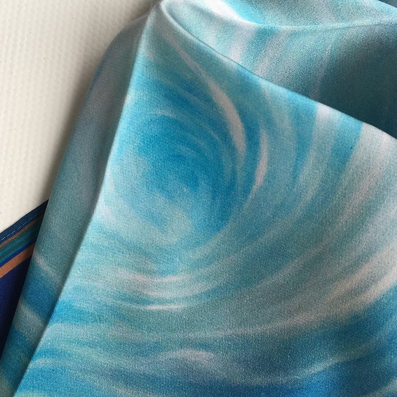 小方巾 蓝丝巾 漩涡 - 丝巾 - 丝．绢 蓝色