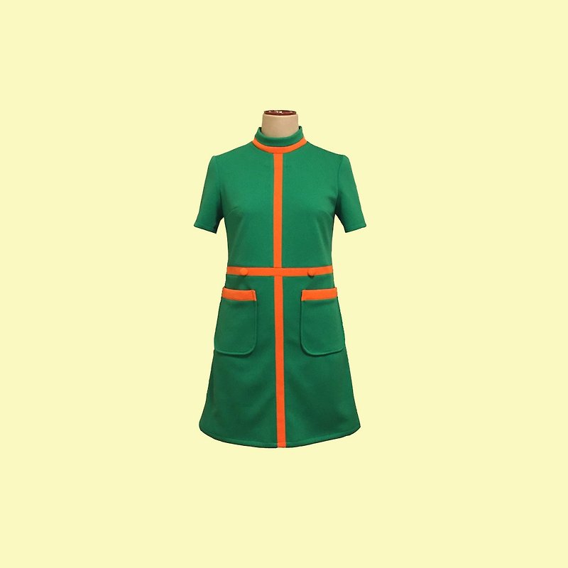 retro one-piece dress brigitte - 洋装/连衣裙 - 聚酯纤维 绿色