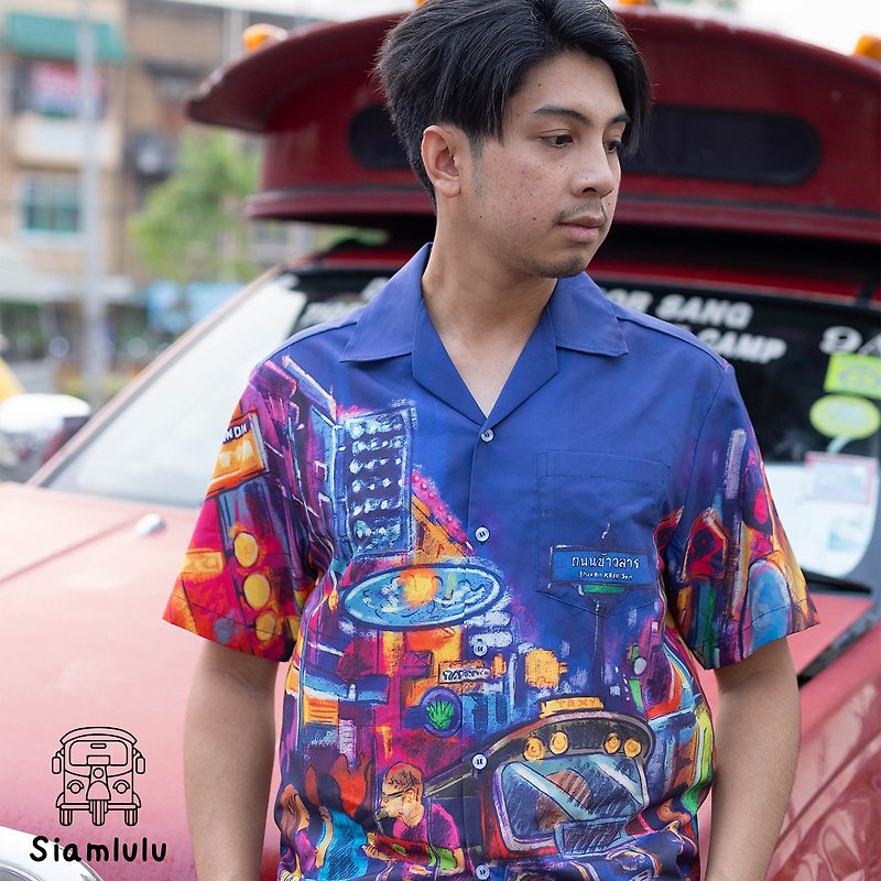 Siamlulu 夏威夷衬衫，考山路夜生活图案 - 男装衬衫 - 其他材质 多色